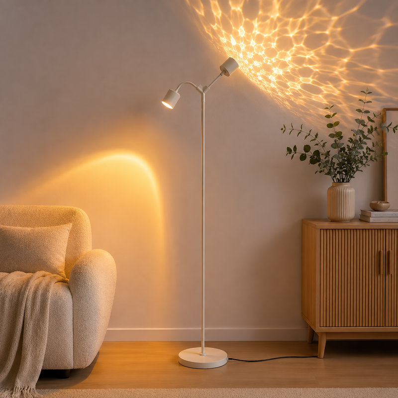 Modern Dual Head Floor Lamp with Ambient Projection Lighting