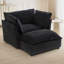 Fauteuil moderne avec repose-pieds mobile, siège large, accoudoirs courbés et coussins moelleux pour un salon et une chambre à coucher confortables-776093524