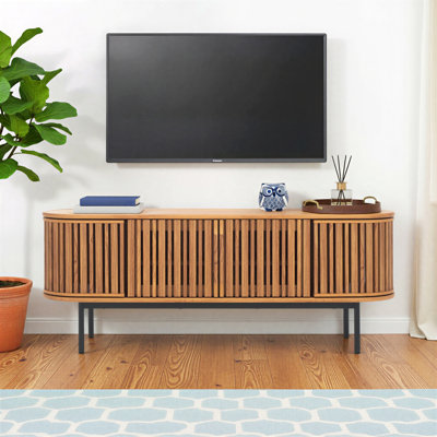 Cardine 4-Door Oval TV Stand with Fluted Detailing