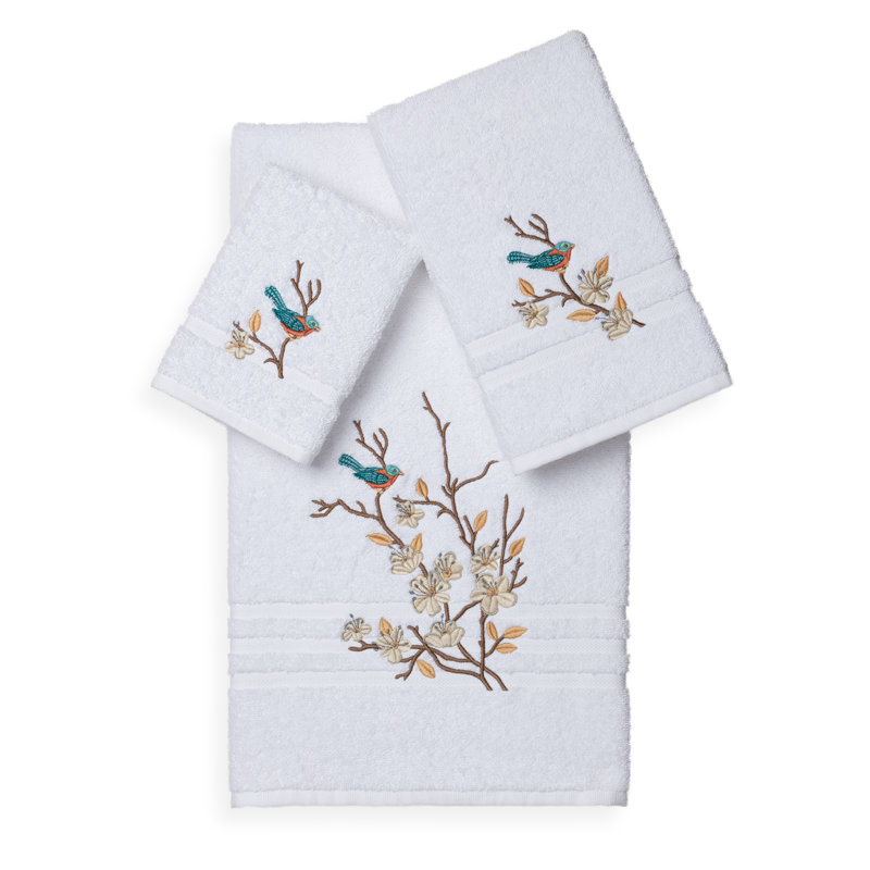 Spring Time 3 Piece Towel Set, White