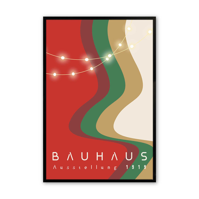 Affiche Holiday Holiday Glow Bauhaus I, H 15 po x l 12 po, Cadre photo noir satiné