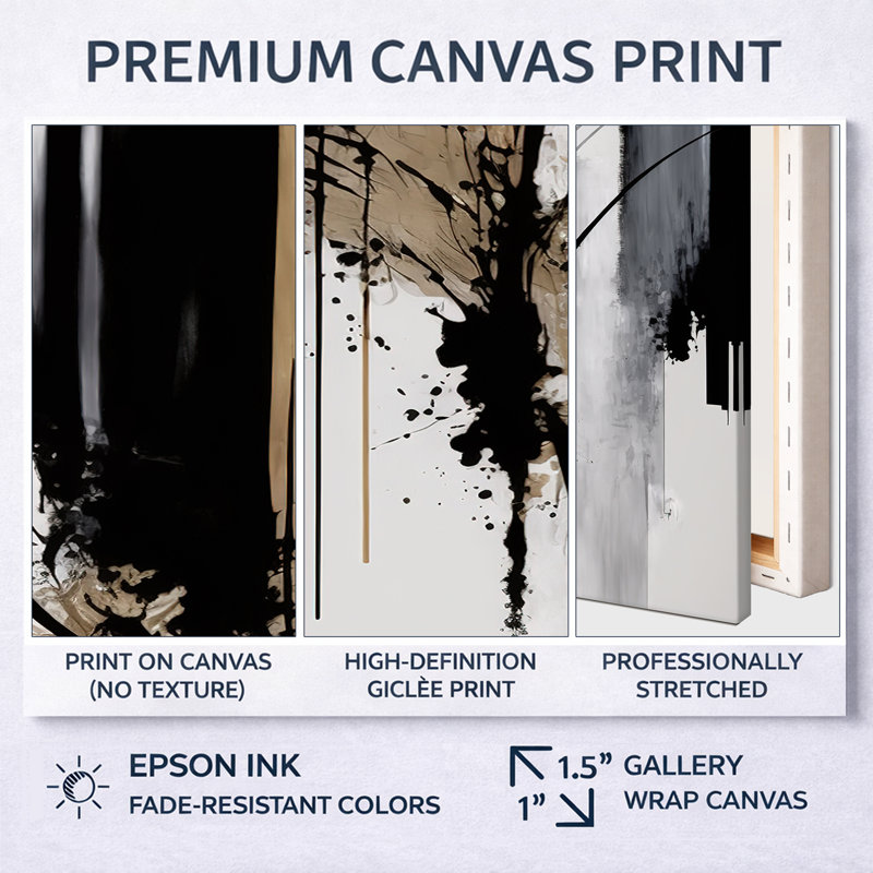 Avetik noir et blanc Expression II - art mural moderne sur toile, H 40 po x l 30 po, Toile tendue, Sans cadre