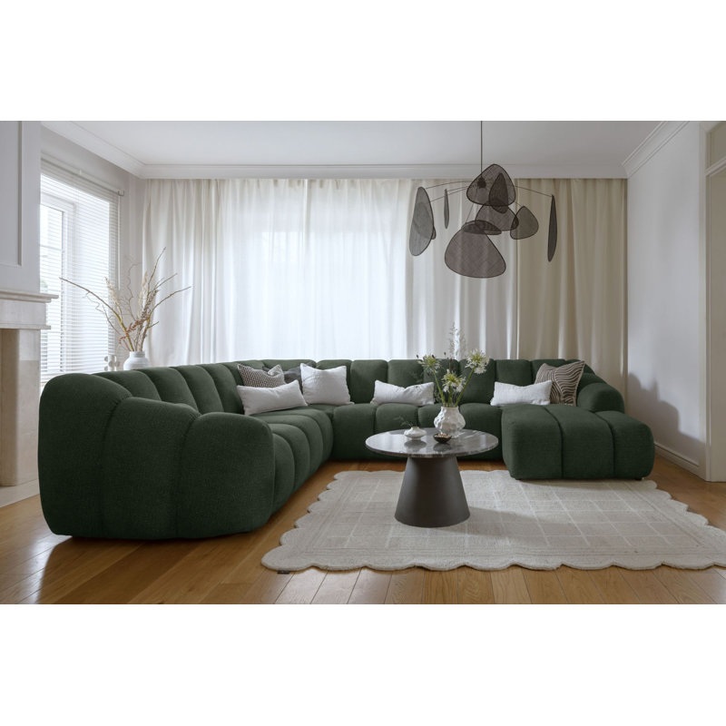 Shell 8 Seater Corner Sofa , Left Hand Facing, Green