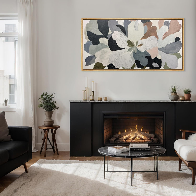 «Abstract Botanical Mid Century Shape Contemporary Blossom Abstract Floral», reproduction d'art sur toile, H 30 po x l 60 po