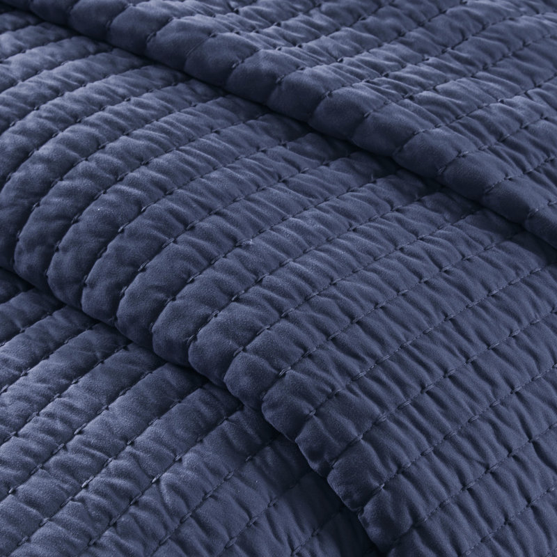 Courtepointe très grand / très grand bleu marine - réversible avec microfibre et rembourrage en coton 3 pièces remarquables