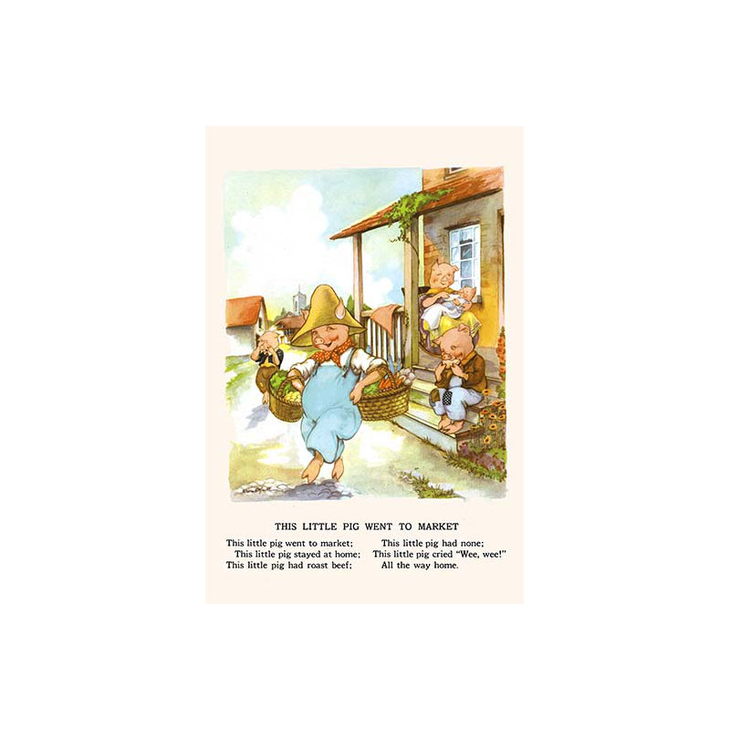 « this little pig », impression sur le marché, H 42 po x l 28 po x P 1,5 po