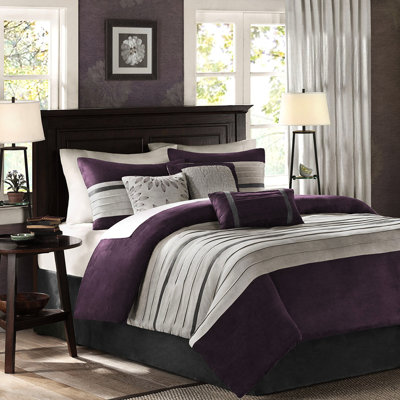 Édredon 7 pièces mauve en faux suède mauve