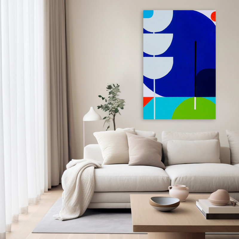 Courir vers le soleil - Art moderne Mid-Century abstrait, H 60 po x l 40 po