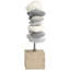 Sculpture circulaire Cecel en métal gris abstrait avec base en bois brun-541011966