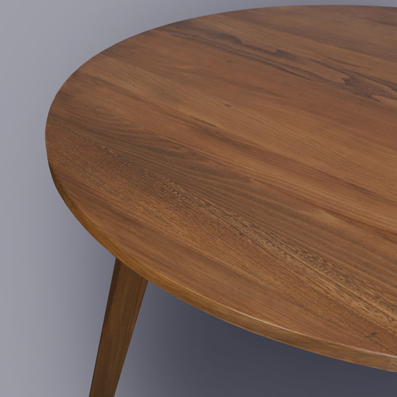 Stacie Round Solid Wood Dining Table, Walnut