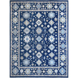 Hand Knotted Wool Area Rug in Blue