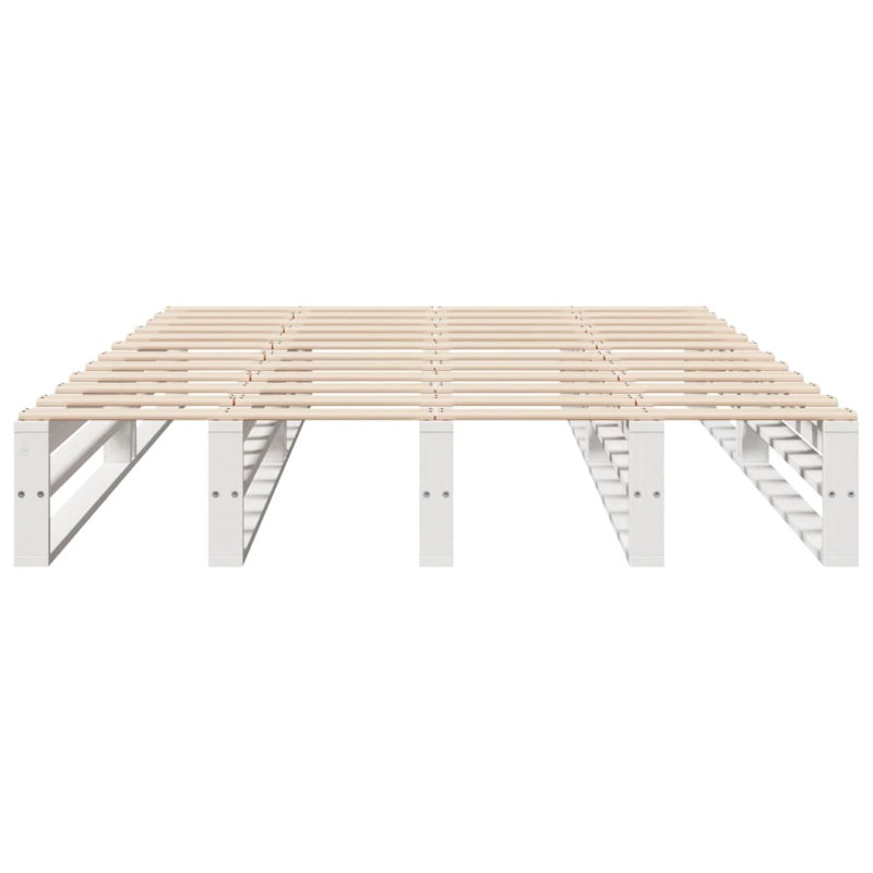 Conrada Solid Wood Bed, White, European Double (140 x 200cm)