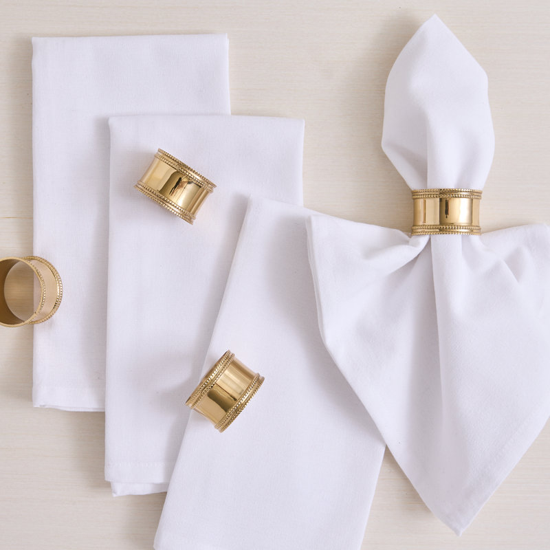 Ensemble de serviettes de table en coton / 4, Blanc