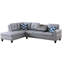 Canapé modulaire en L en similicuir 3 pièces gris pour des séances de cinéma et de jeu agréables, siège central escamotable avec porte-gobelets, deux coussins assortis avec rangement, coussins rembourrés de mousse à structure solide-414679909