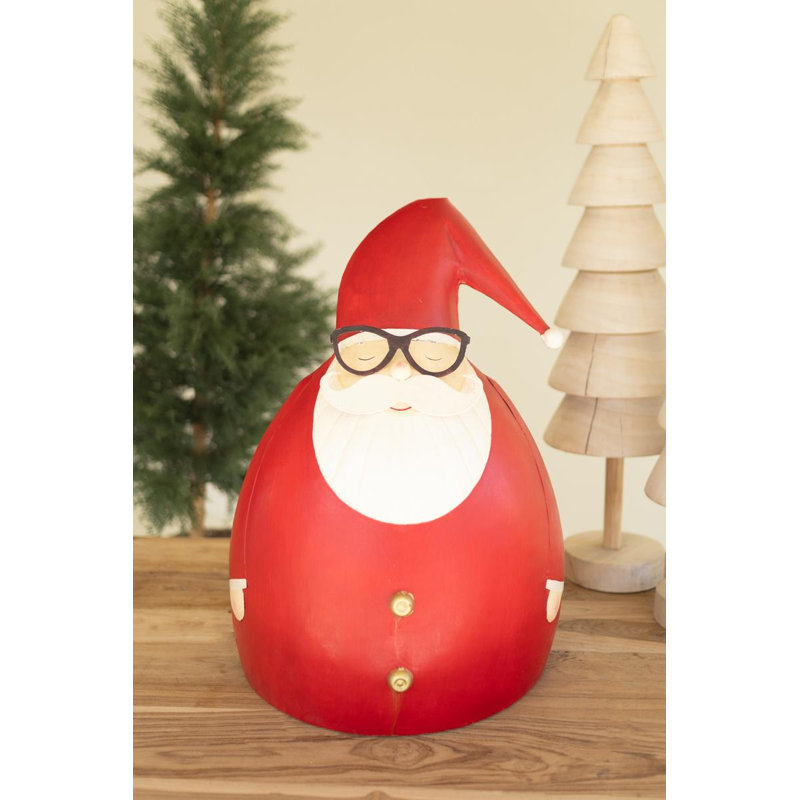 Père Noël en métal peint avec verres