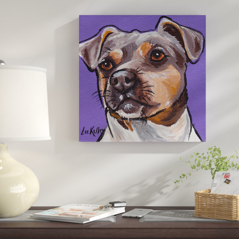 « not juste a terrier », reproduction de peinture à l’acrylique sur toile tendue, H 24 po x l 24 po x P 1,5 po