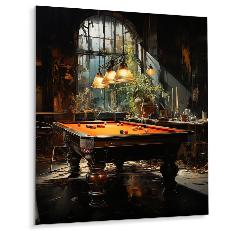 Billard Shadows In Motion I - Billiards, impressions murales en métal, H 20 po x l 12 po x P 1 po