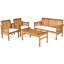 Ensemble de conversation d'extérieur en bois 4 pièces avec coussin Roxbury