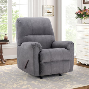 34.1" Wide Modern and Overstuffed Upholstered Manual Rocker Recliner Grey