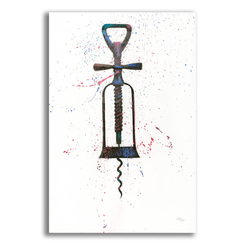 Art mural en verre épique «Wine Splash Corkscrew 2» par Wellington Studio, H 24 po x l 16 po x P 0,2 po