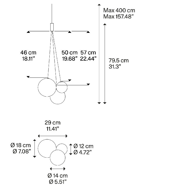 Lodes Random Suspension Lamp Low-V, Rose Gold