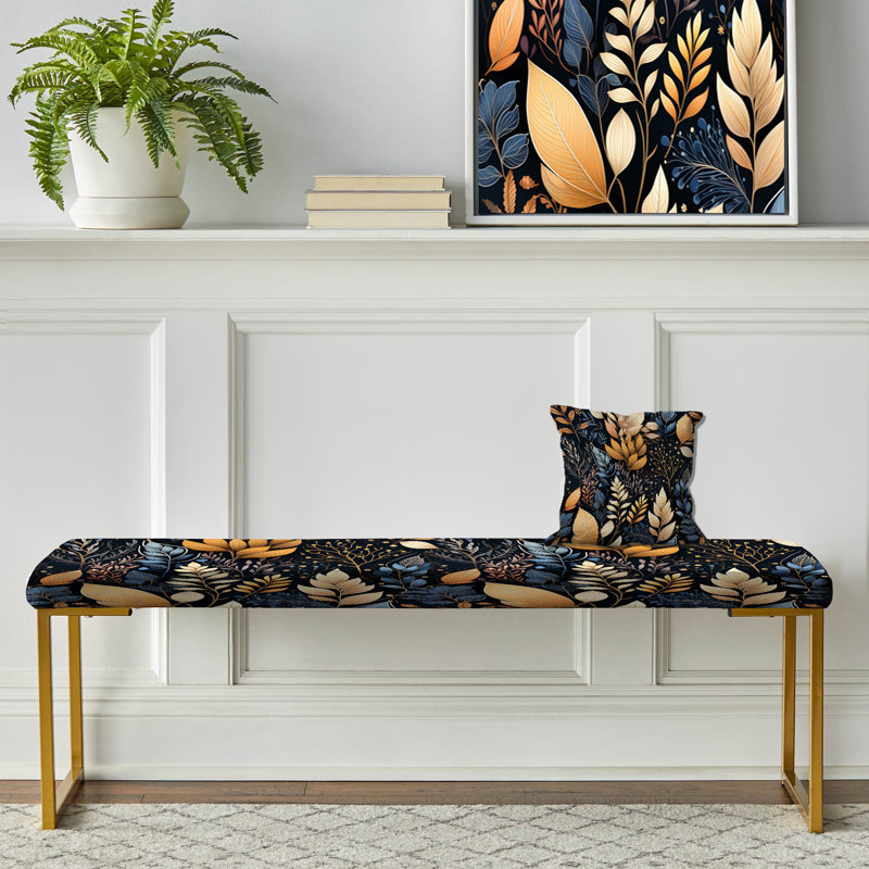 Earthy Tones Natures Palette Botanical Plants II - Banc rembourré Plants Gold