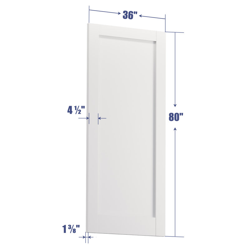 Noyau de porte en bois massif apprêté à 1 panneau en bois manufacturé H 80 po sans trousse de quincaillerie, 36 po x 80 po