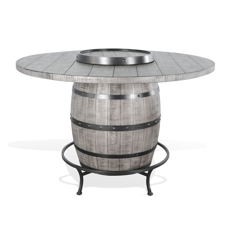 Isabel Mahogany Round Solid Wood Top Dining Table, Grey