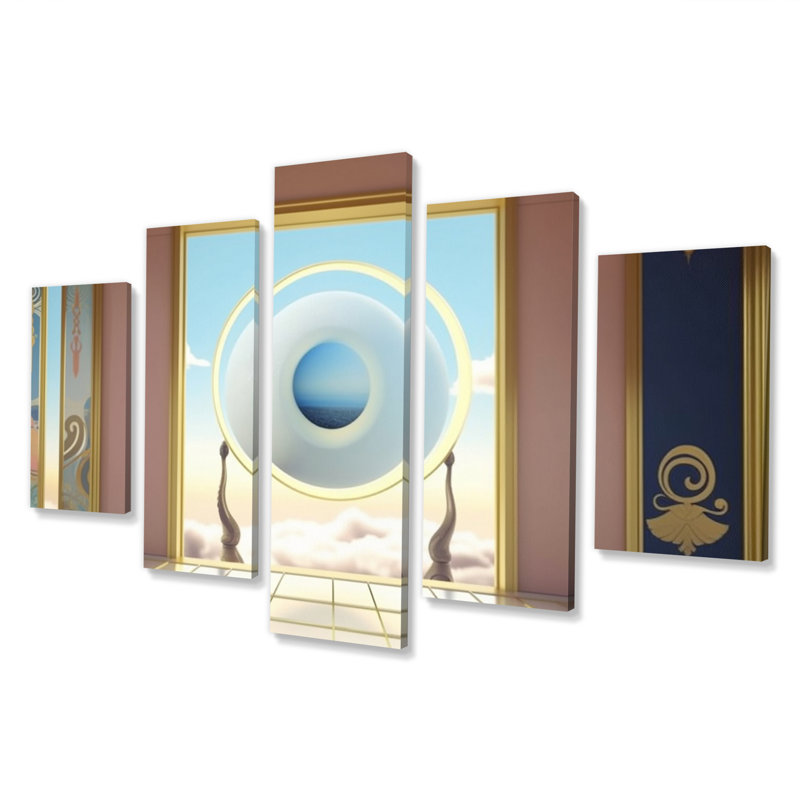  «Eye Of The Times Retro Futuristic Minimalisme VI - Décoration murale paysage abstrait - 5 panneaux