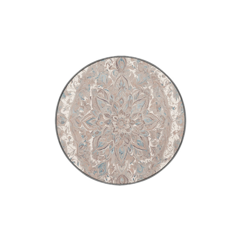 Machine Washable Gray Area Rug, Round 3'