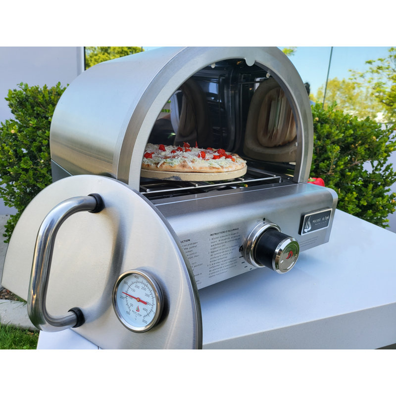 Mont Alpi MAPZ-SS Countertop Table Top Stainless Steel Portable Outdoor Gas Pizza Oven + Pizza 