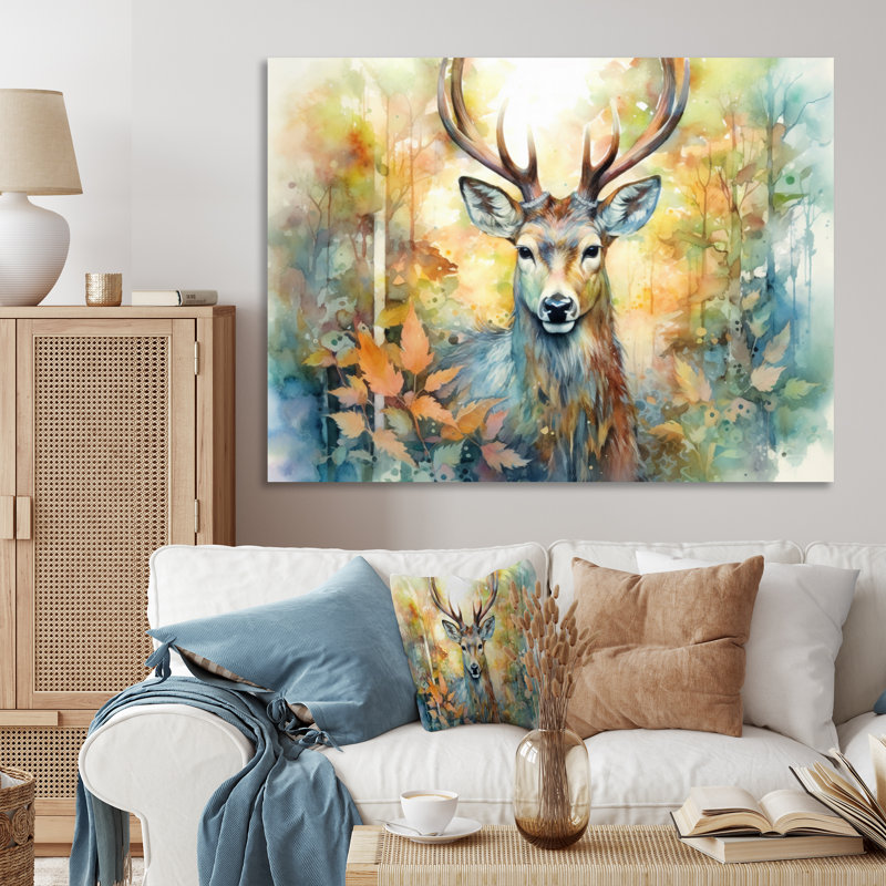 Deer Wonderers I - art mural cerf, Toile tendue, H 12 po x l 20 po x P 1 po