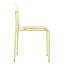 Lot de 4 chaises modernes à rayures avec pieds en polypropylène imperméable et métal pour repas à l'intérieur/extérieur, assise bicolore blanc crème et jaune grainé pour balcon.