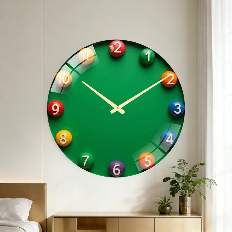 Ensemble de jeu coloré pour la fête en piscine - horloge murale moderne en verre 24 po