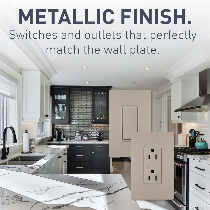 Nickel Tamper Resistant Decorator Outlet with Wall Plate