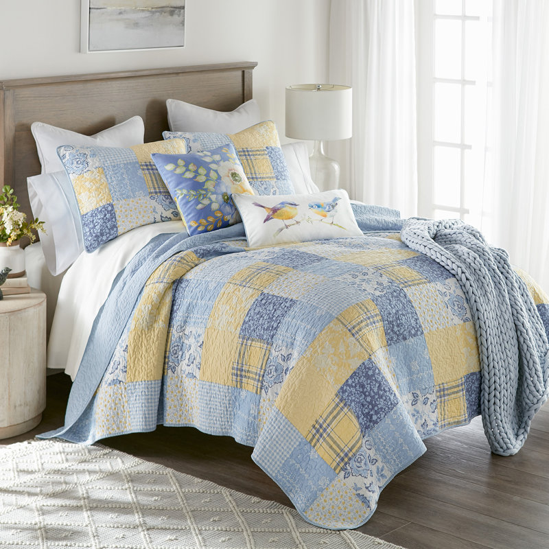 Ensemble de courtepointe pour grand lit en coton 3 pièces Donna, Courtepointe pour grand lit + 2 taies décoratives