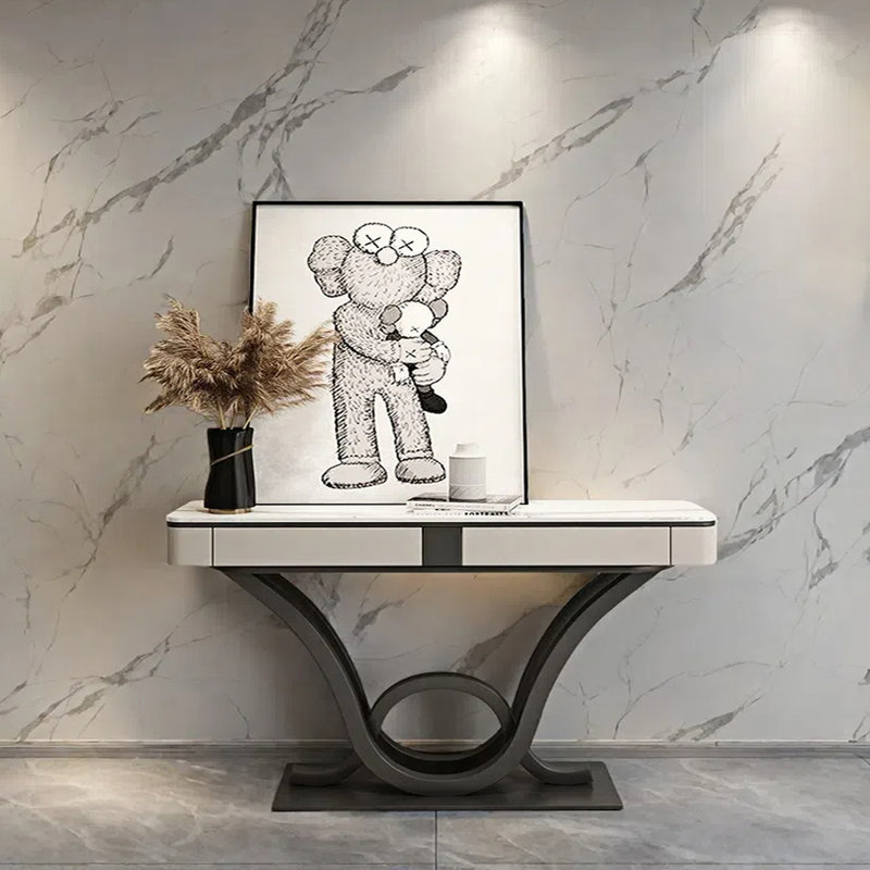 Console de luxe italienne, H 33,5 po x l 55,1 po x P 13,8 po, Noir