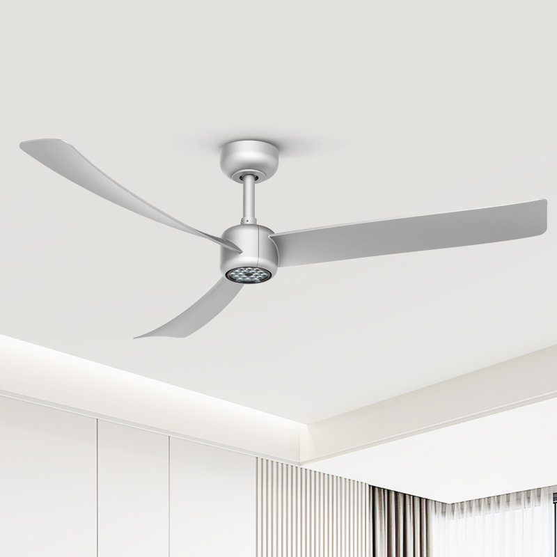Ventilateur de plafond 52 pouces avec télécommande veilleuse à DEL, Argent avec pales argent