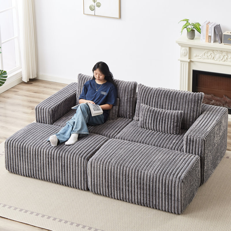 Fauteuil-lit modulaire surdimensionné de 87 po avec méridienne moderne surdimensionnée et amovible de couleur grise, Grey