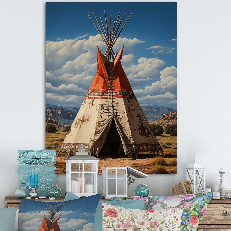 Impression sur toile Coral Native Tipi Sage Wages - Cityscapes, Cadre flottant noir, H 20 po x l 12 po x P 1 po