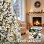 Sapin de Noël artificiel enneigé 9 pi avec branches DEL et lumières DEL, base en métal robuste et pliable au fini vert et blanc
