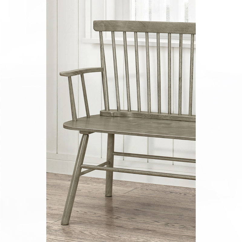 Vintage Wood Spindle Back Bench, Gray