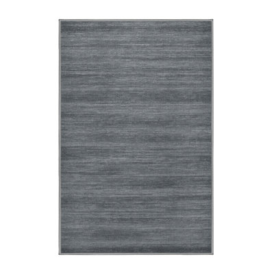 Machine Washable Solid Gray Area Rug