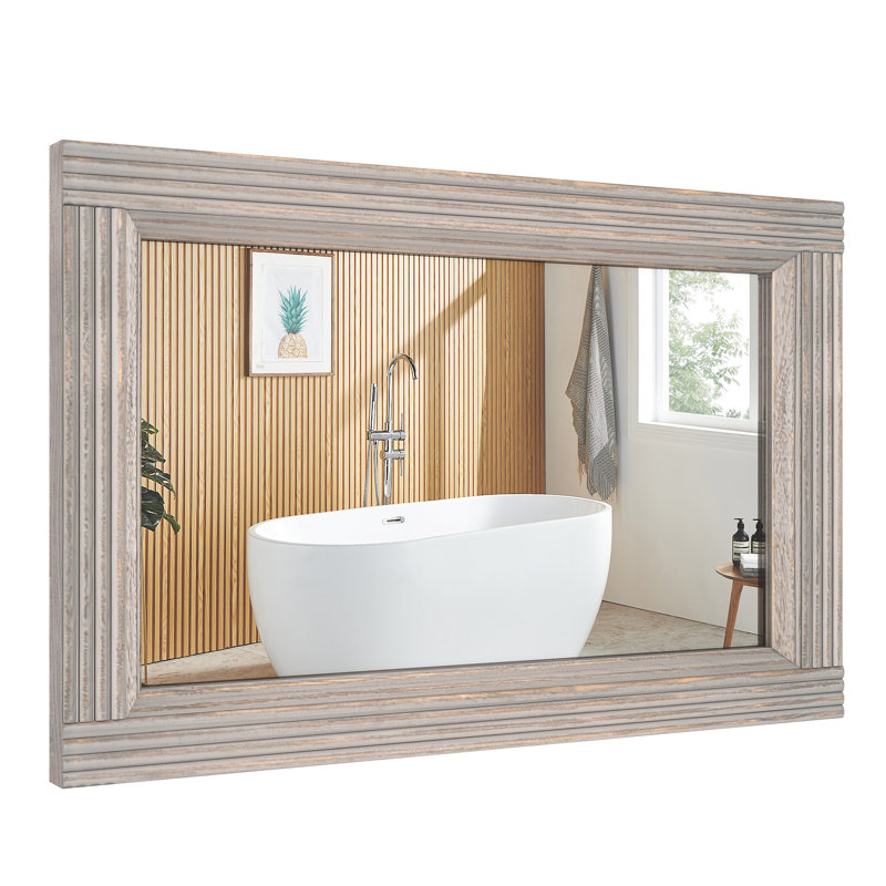 Solid Wood Flat Bathroom Mirror, 48" x 30"
