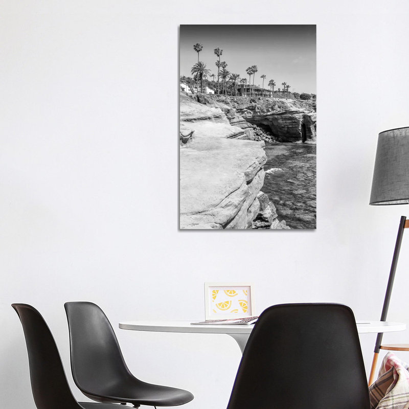 San Diego Sunset Cliffs Monochrome 1 Piece Wrapped Canvas Wall Art, 101.6 cm H x 66.04 cm W x 3.175 cm D