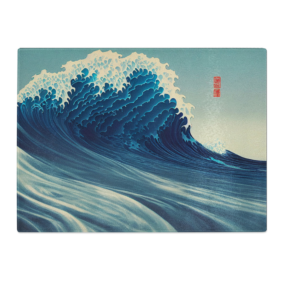 Suave Japanese Wave  Glass Chopping Board
