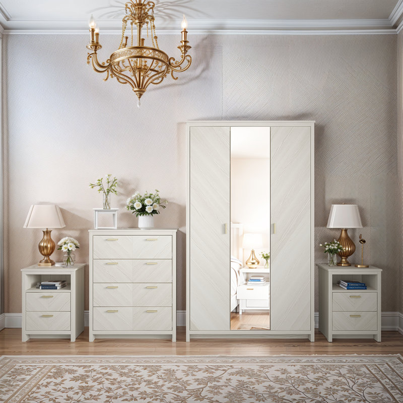 4 Piece Compact Bedroom Storage Set, New White
