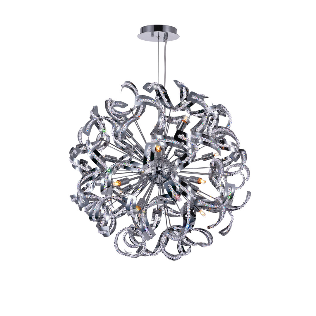 14 Light LED Chandelier, 22-Inch, Chrome Finish for Dining Room, Living Room, Foyer, and Bedroom Wrought Studio™
