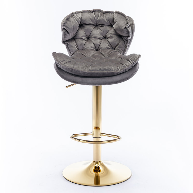 Anmar Swivel Upholstered Adjustable Height Counter Stool with Metal Frame, Beige