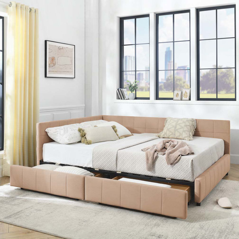 Velvet Storage Daybed, Queen, Pink